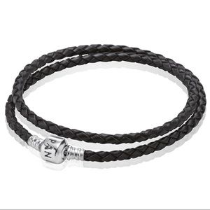Pandora Moments Triple Black Leather Bracelet